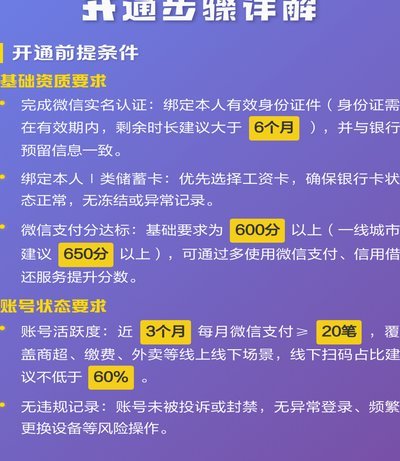 微信分付怎么开通条件及要求